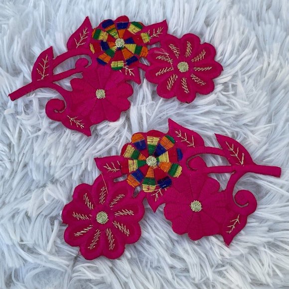Iron On Patches Deep Pink Flower Patches for Craft Clothes Accessory lot of 2 - Picture 7 of 10